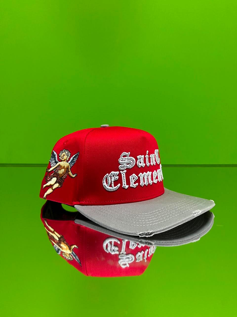 Saint Elements Guardian Angel Distressed Hat – Red/Grey 🔥-2