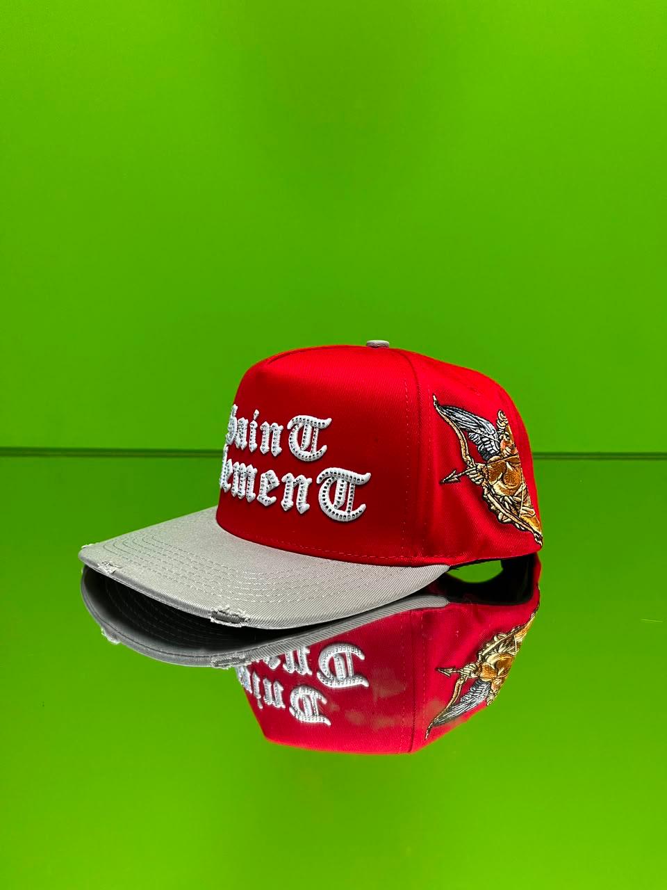 Saint Elements Guardian Angel Distressed Hat – Red/Grey 🔥-3