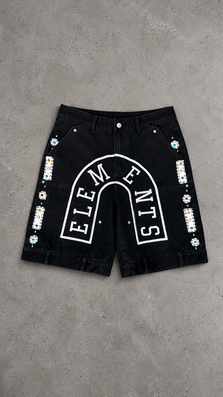 The "Elements" Studded Denim Shorts