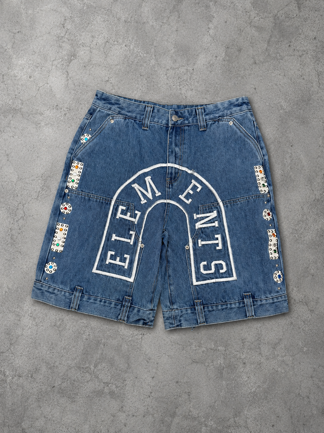 The "Elements" Studded Denim Shorts
